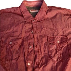 Michael Brandon Red Striped Casual Button Down Shirt - XL